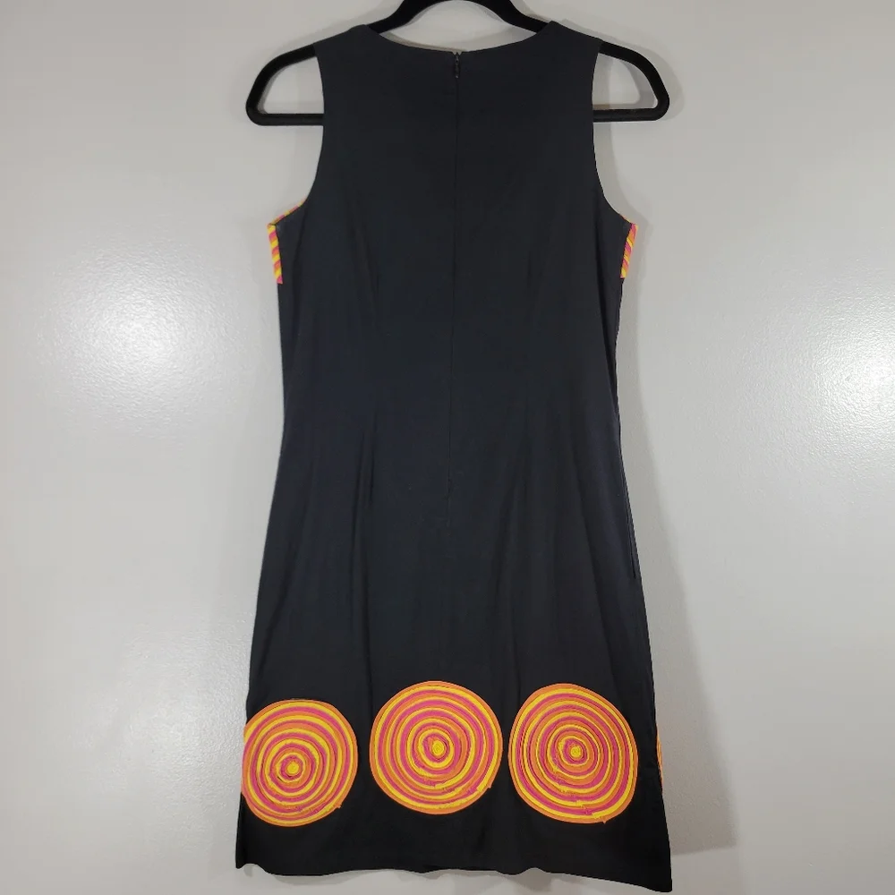 Vintage NIZA black cotton geometric shape sleeveless sheath dress - Picture 13 of 13